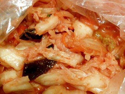 ポリ袋で簡単洗い物いらず するめ入り自家製キムチ